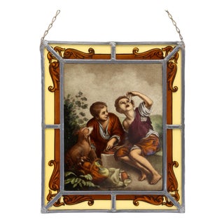 After Bartolomé Esteban Murillo, Figures, 1890s-1910s, Stained Glass Panel For Sale