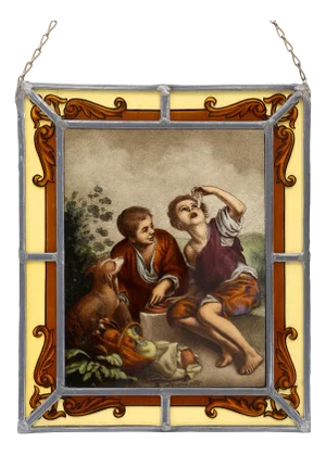 After Bartolomé Esteban Murillo, Figures, 1890s-1910s, Stained Glass Panel