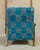 Handmade Moroccan Checkered Blue Turquoise and Gray Wool Chair For Sale - Image 4 of 10