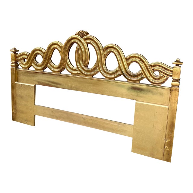 1960s Hollywood Regency Style Gilt Wood King Size Headboard | Chairish