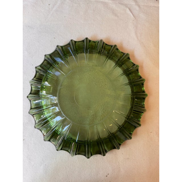 Glass Pair of Vintage Green Glass Ashtrays For Sale - Image 7 of 12