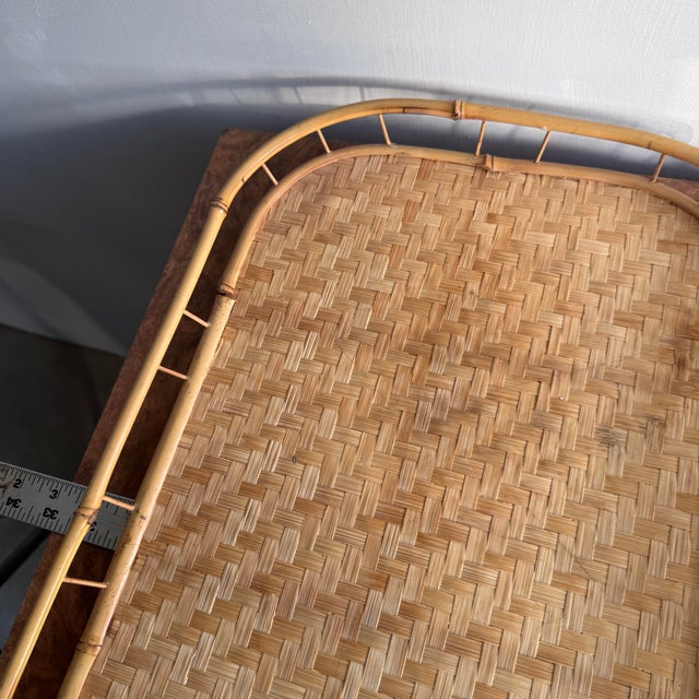 1970s 1970s Woven Wicker and Bamboo Trays- A Pair For Sale - Image 5 of 5
