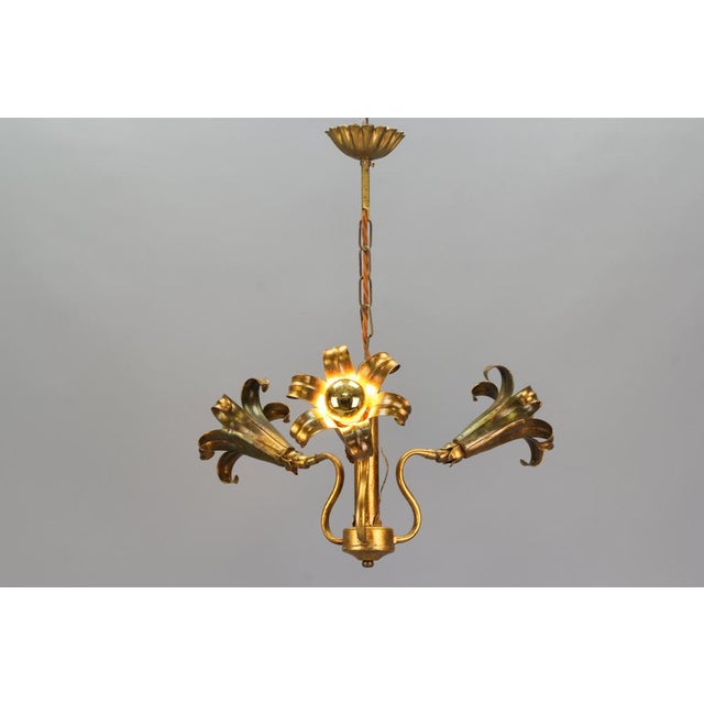 Metal Gilt Metal Three-Light Chandelier by Hans Kögl, 1970s For Sale - Image 7 of 18