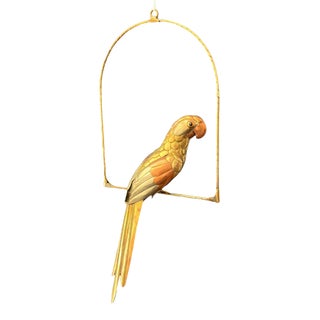 Vintage Mixed-Metal Hanging Parrot In the Style of Sergio Bustamante For Sale