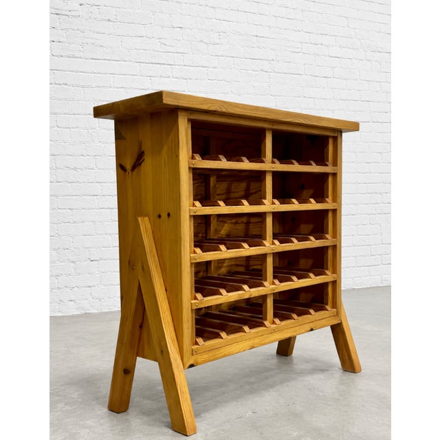 Wood Scandinavian Mid Century Modern Pine Wine Rack C. 1970’s For Sale - Image 7 of 11