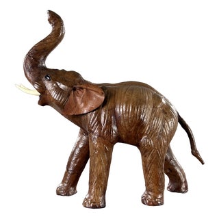 Vintage Leather Elephant Figure For Sale