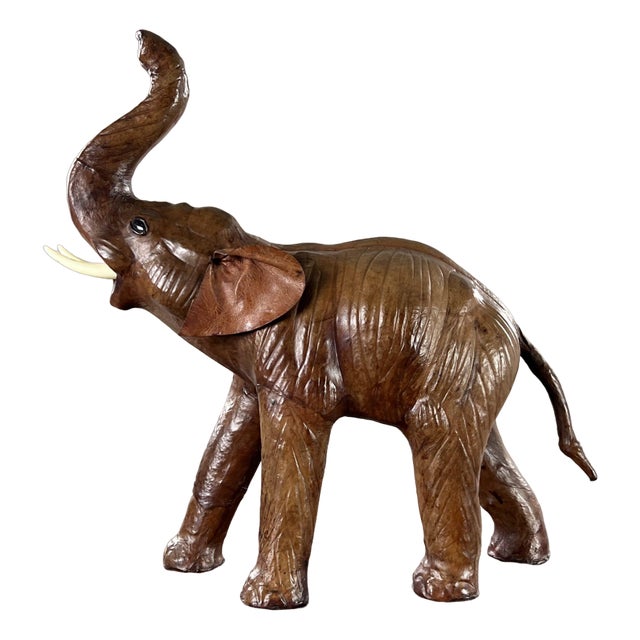 Vintage Leather Elephant Figure For Sale