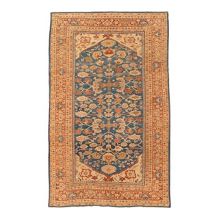 Antique Persian Sultanabad Carpet, Handmade Oriental Rug, Light Blue, Terracotta For Sale