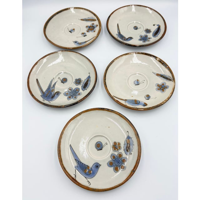 1960s 1960s El Palomar Ken Edwards Tonala Stoneware Saucer Plates Mexico Folk Art Pottery For Sale - Image 5 of 8