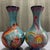 Art Deco Pair of Vintage Turquoise Cloisonné Enamel Dragon & Phoenix Vases For Sale - Image 3 of 6