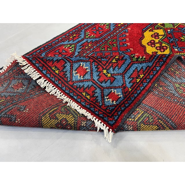 Red Filpa Elephant Foot Tribal Oriental Runner Rug, 2'9" X 6'6" For Sale - Image 11 of 16