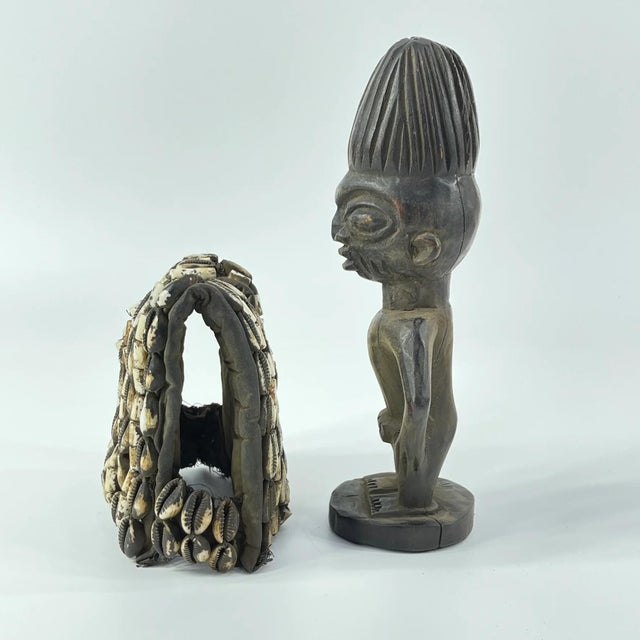 Early 20th Century Yoruba Ibeji Figure with Cowrie Shell Vest Nigeria For Sale - Image 9 of 9