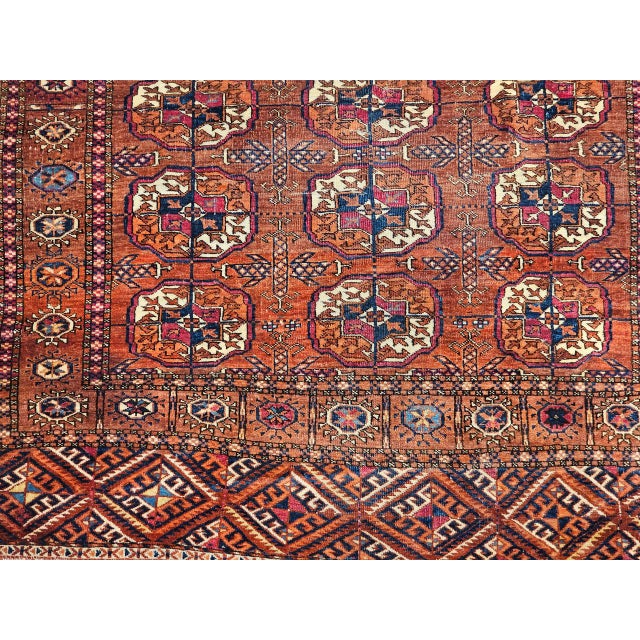 Vintage Turkmen Tekke in Allover Pattern in Red, Navy, Ivory, Yellow, Blue For Sale - Image 15 of 18
