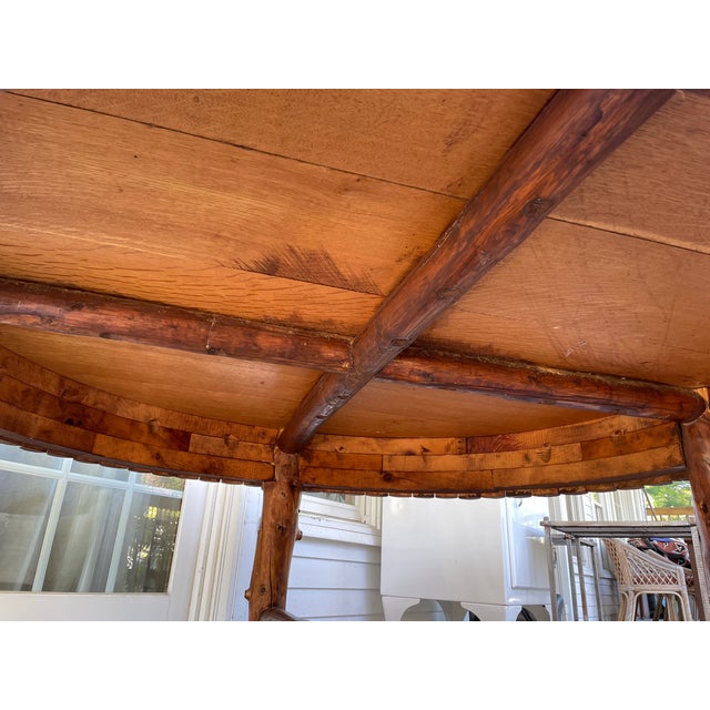 Antique Adirondack Oak Dining Table W/ Handmade Tree Limb Base For Sale In Boston - Image 6 of 6