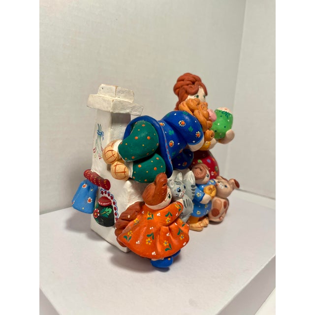 Vintage USSR Period Dymkovo Colorful Folk Art Pottery Clay Figurine Signed "Rogova" Aprox. dimensions: 6.5"H x 7.5"W x...