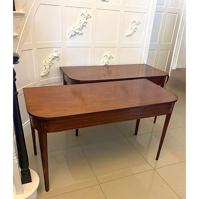 19th Century Antique Georgian Mahogany Inlaid Console Tables, 1800, Set of 2 For Sale - Image 5 of 18