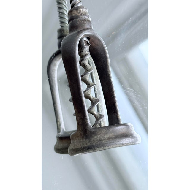1950s Mid-Century Modern Italian Brass Winged & Silver Rack-and-Pinion Corkscrew Wine Opener Set For Sale - Image 10 of 11
