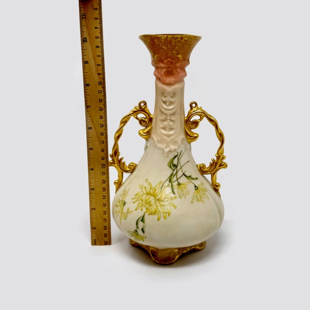Art Nouveau Antique Art Nouveau Portrait Vase - Gilded Scroll Handles For Sale - Image 3 of 7