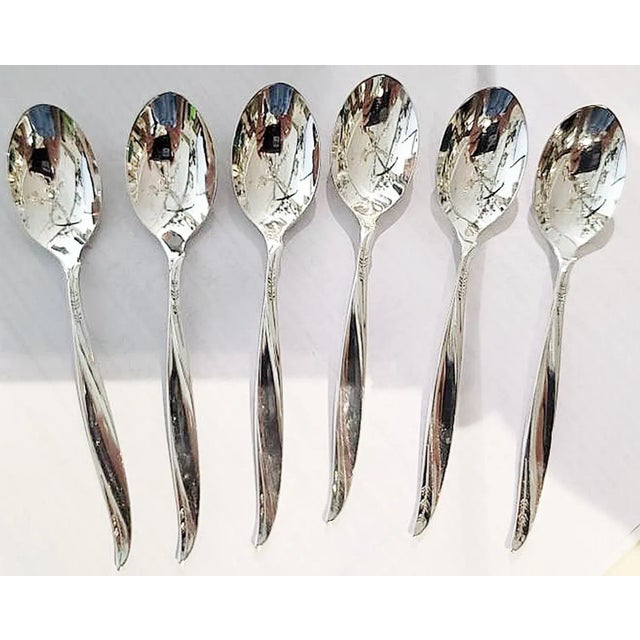 Mid-Century Modern 1960s Sterling Silver Demitasse Spoons, Set of 6 For Sale - Image 3 of 7