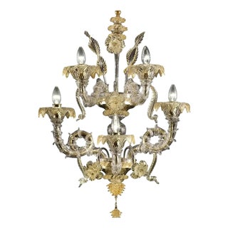 Venetian Ca Rezzonico Murano Glass Wall Sconce with Gold Leaf and Flowers by Simoeng for Simoeng For Sale