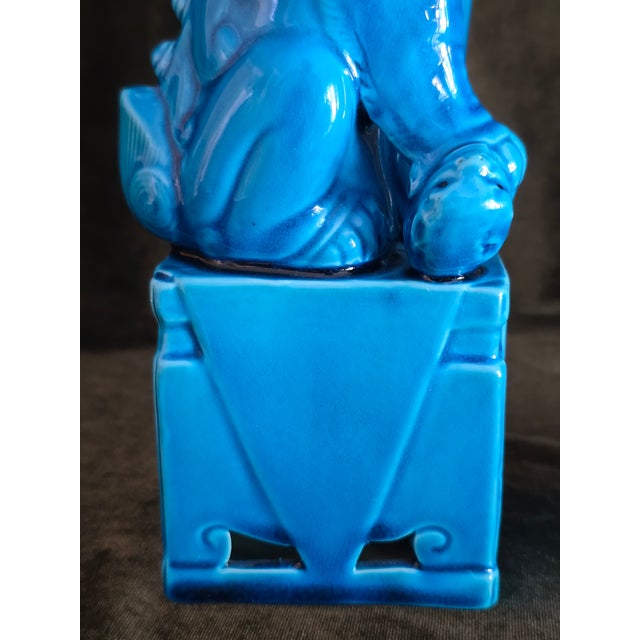 Mid-Century Vintage Turquoise Blue Foo Dogs. Matching Pair For Sale - Image 12 of 12