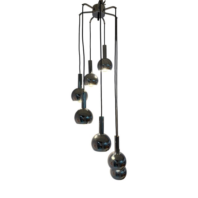 7-Light Chrome Cascade Lamp by Richard Essig, 1970s For Sale