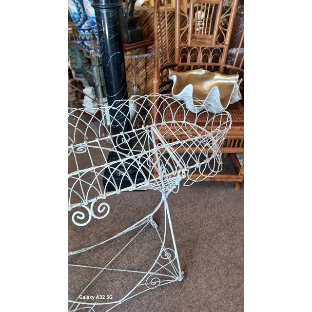 Early 20th Century Antique French Painted Wire Plant Stand For Sale - Image 5 of 6