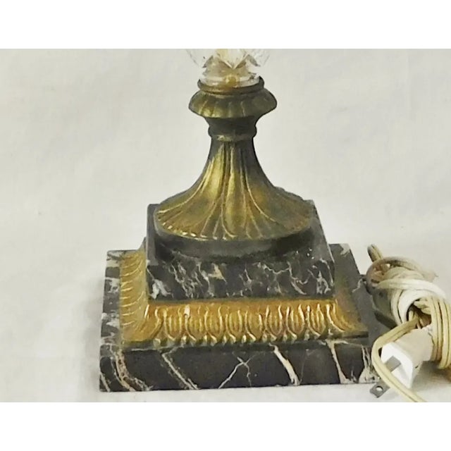 Gold Vintage Mid-Century Tall Cut Crystal Marble Base Gold Metal Table Lamp For Sale - Image 8 of 12