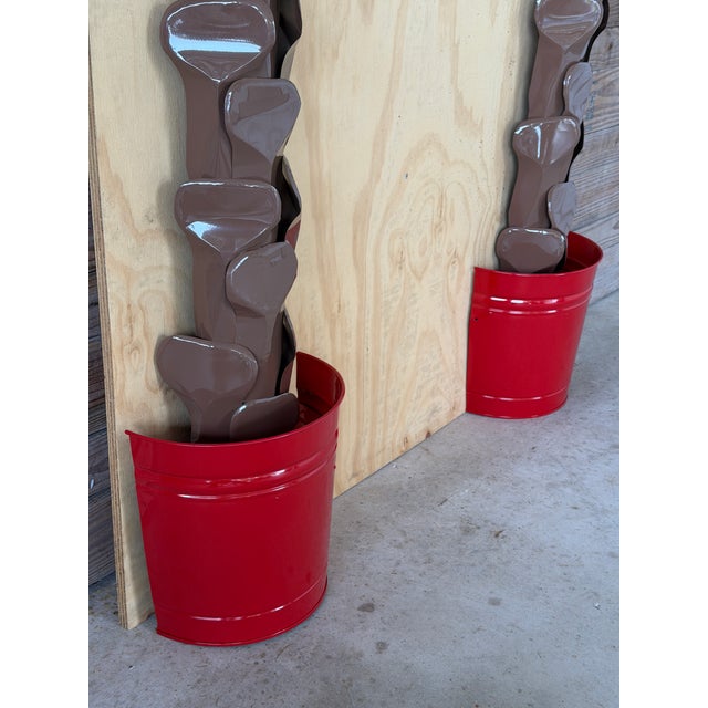 2020s Monumental Sculptural Architectural Custom Metal Tole Palm Tree Wall Installations-Pair For Sale - Image 5 of 12