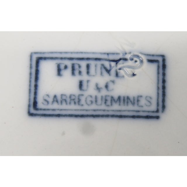 Ceramic Prunes U and C Sarreguemines French Iron Stone Bowl With Handles Prunes 4627b For Sale - Image 7 of 16