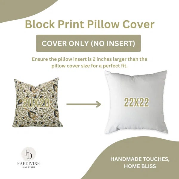 Not Yet Made - Made To Order Fabdivine Artisan Block Print Cushion Cover 12x20 - Hawamahal For Sale - Image 5 of 5