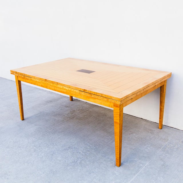 1990s Italian Satinwood Expandable Dining Table Attributed to Giorgio Collection For Sale - Image 9 of 14