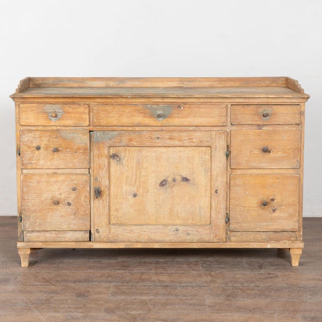 Farmhouse 19th Century Swedish Rustic Pine Sideboard Console For Sale - Image 3 of 17
