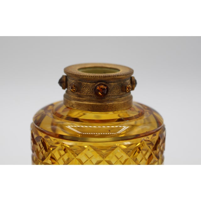 Circa 1920s Czech Gilt Brass & Cut Glass Perfume Bottle For Sale In Raleigh - Image 6 of 9