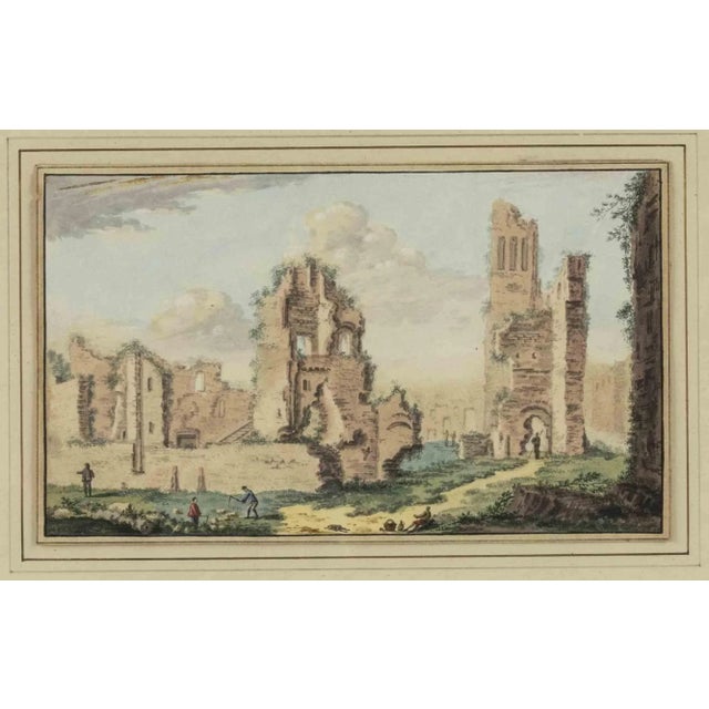 Abraham Rademaker, Ancient Ruins, Original Watercolor, 18th-Century For Sale - Image 3 of 5