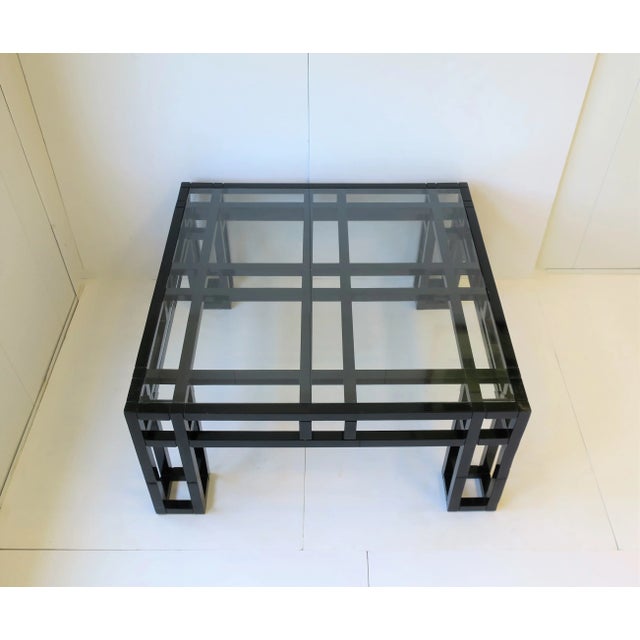 Post Modern Black Lacquer and Glass Geometric Square Coffee Table, Circa 1980s For Sale - Image 4 of 13