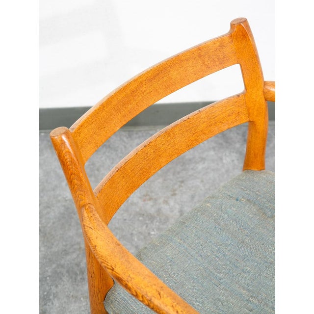 Mid Century Danish Modern Dining Chair Niels j.l Moller #67 Oak Denmark Armchair For Sale - Image 11 of 12