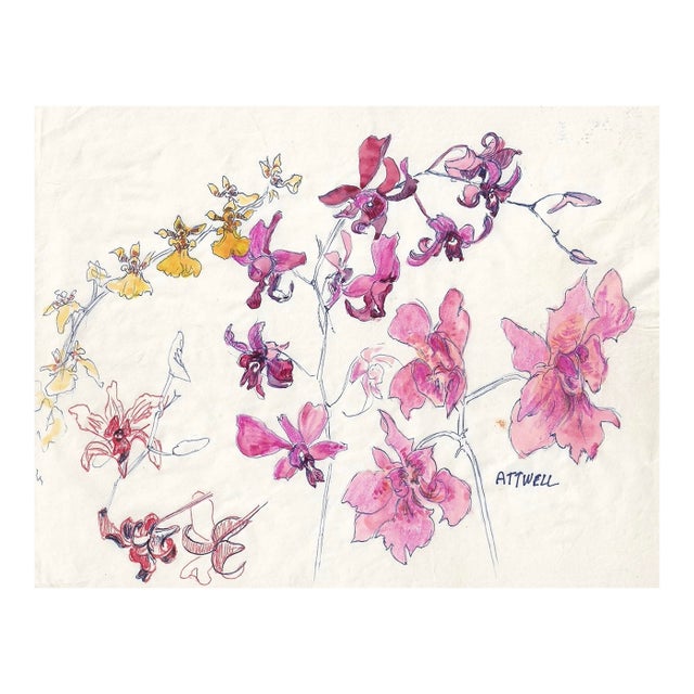 Ivy Attwell Floral Watercolor For Sale