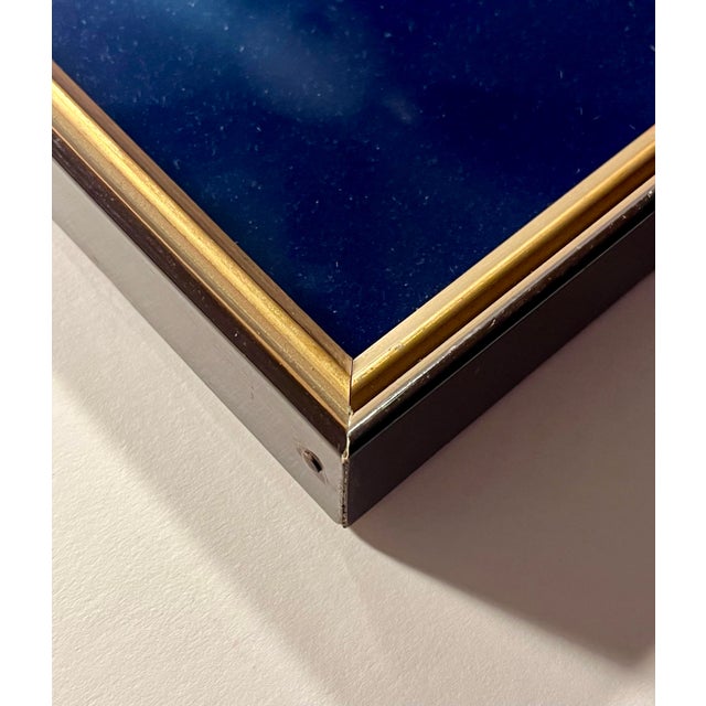 Vintage Japanese Paper Collage Snakes Art Blue Velvet Matt Framed 17" X 16" For Sale In Los Angeles - Image 6 of 10