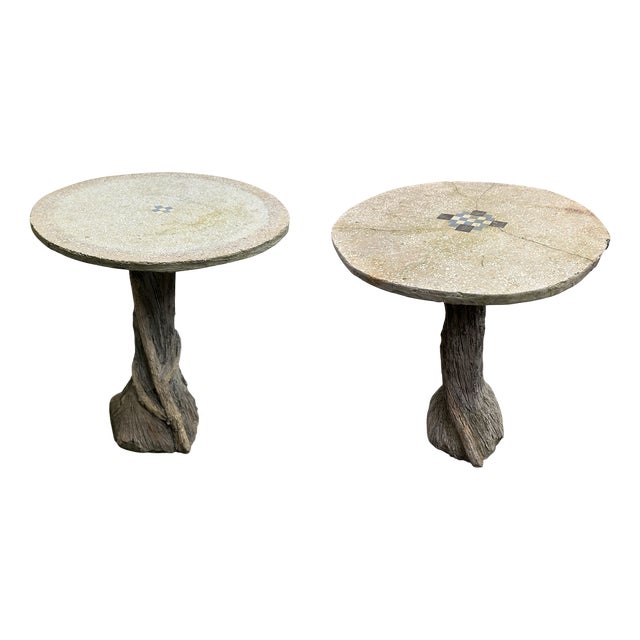 Vintage Faux Bois Side Tables with Terrazzo Tops, Europe, 1970s, Set of 2 For Sale