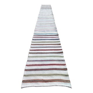 1960s Modern Striped Kilim Runner - 23"x191" For Sale