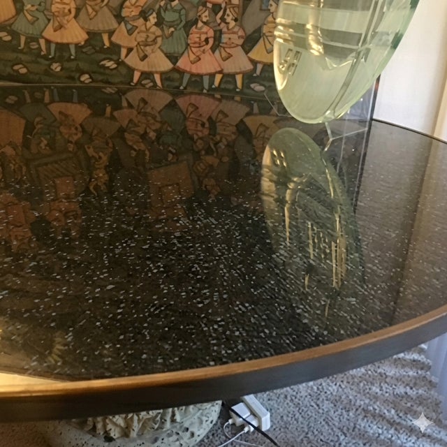 1980’s Steve Chase Crackled Glass Dining Table Top (Coral Base Included). For Sale - Image 14 of 18