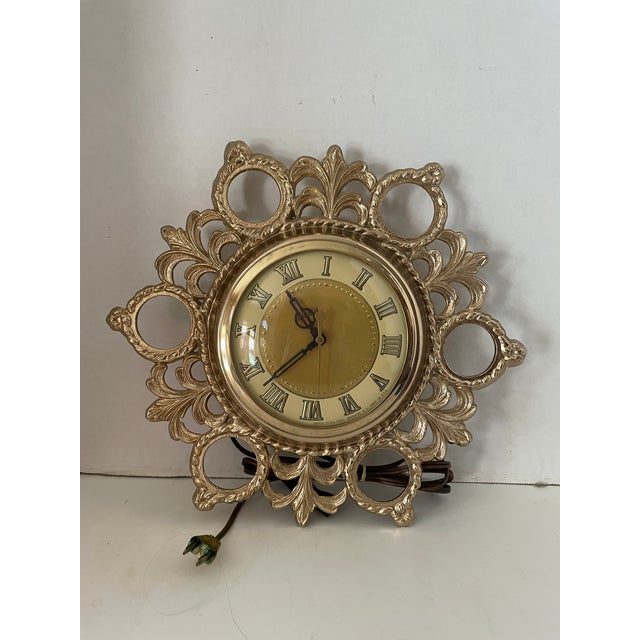 Antique "United Clock Company" Brass Electric Wall Clock, New York