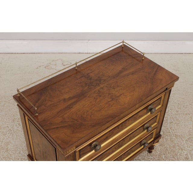 Wood Karges French Louis XVI Walnut 3 Drawer Nightstand For Sale - Image 7 of 15