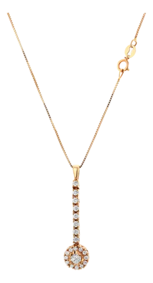 Drop Pendant Necklace in 14k Gold With Crown of Light Articulated 0.55 Diamond