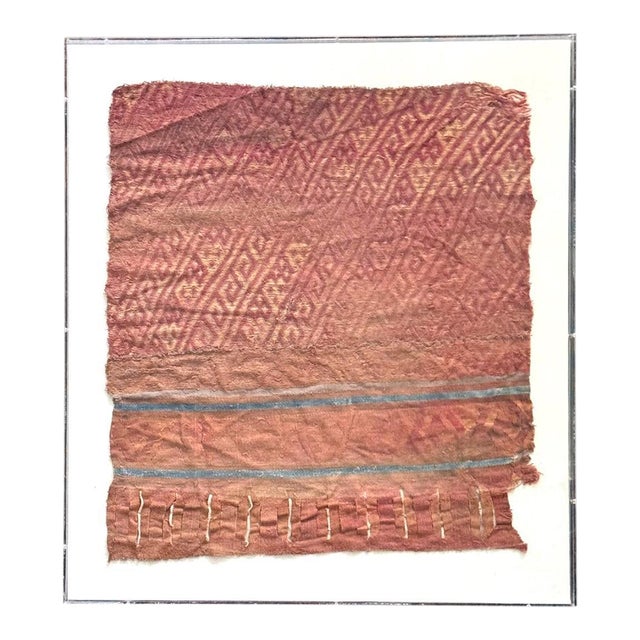 15th Century & Earlier Framed Pre-Columbian Fine Textile Fragment from Chancay Culture For Sale
