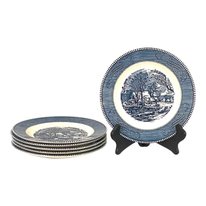 1950s Courier and Ives-(Old GRISTMILL)-Royal Ironstone Dinner Plates – Set of Six