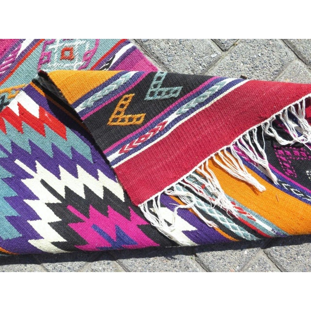 1960s Vintage Turkish Handknotted Kilim Runner -22"x103" For Sale - Image 12 of 13