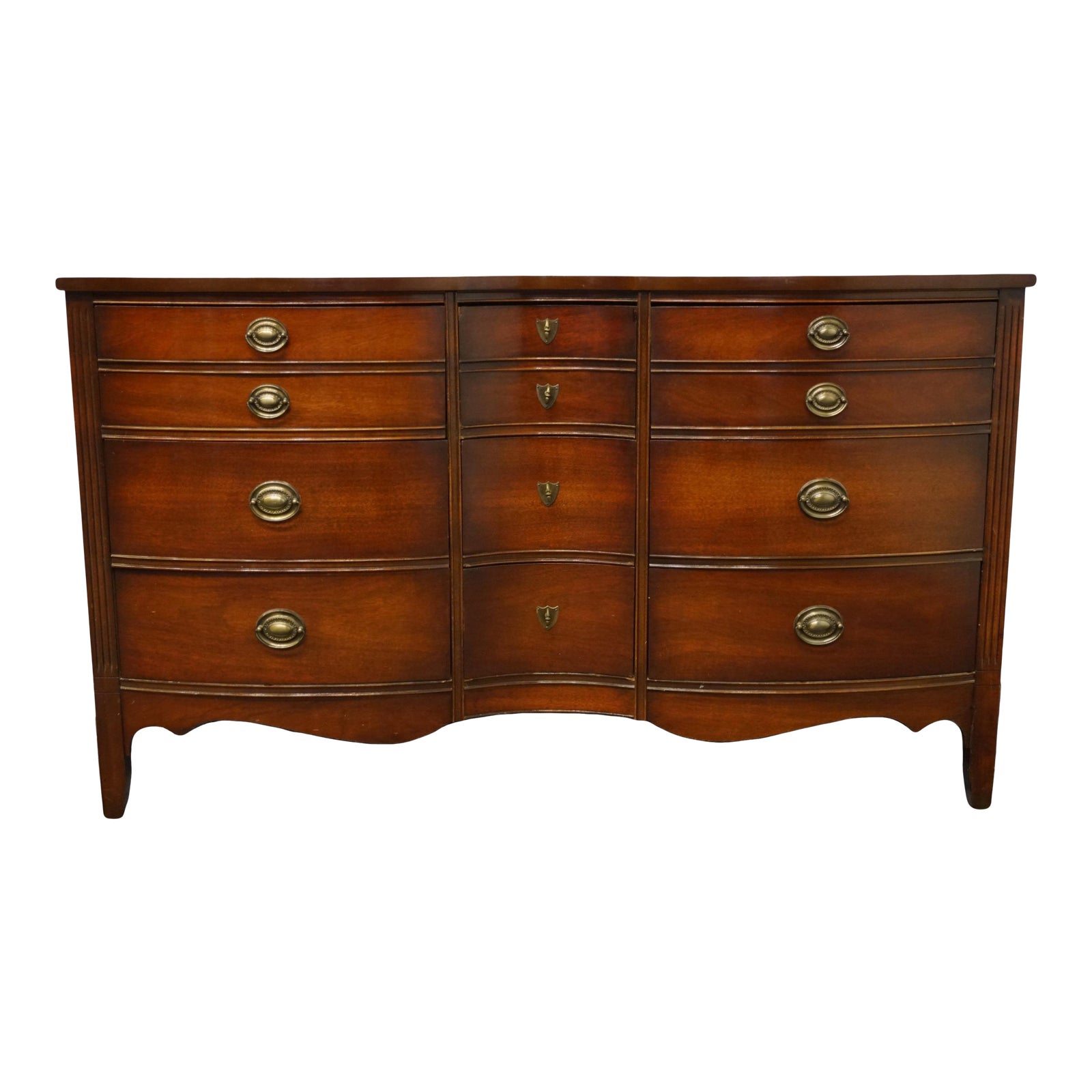 Dixie Furniture Duncan Phyfe Mahogany Bow Front 58" Triple Dresser 962