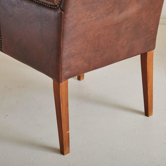 Dutch Armchair in Brown Sheepskin Leather, 1970s For Sale In Chicago - Image 6 of 11
